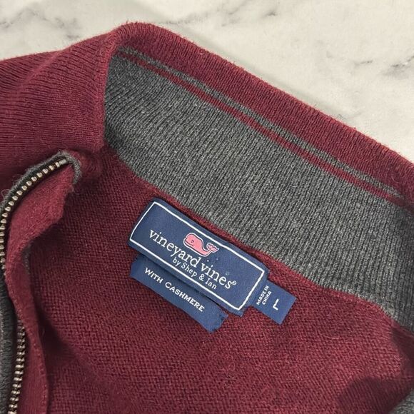 Vineyard Vines Men's Cotton Cashmere Quarter Zip Sweater L - Picture 4 of 5